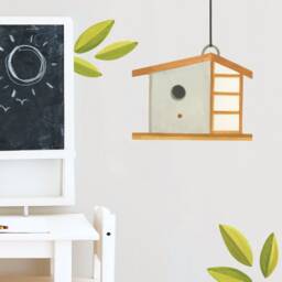 Birdhouse Add On Kit - House 1 Fabric Wall Decal Feather Mej - thumbnail 1