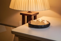 Candle Holder Raw Black Rustic Stone Tea Light-Free Shipping, Christmas, Advent, Quartz Composite, , Glass, Minimalistic, Wabi-Sabi, Brutalist - thumbnail 1