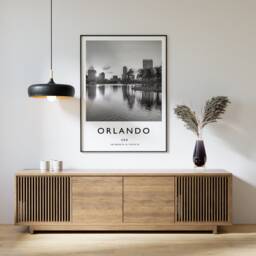 Orlando Florida Travel Poster Black & White Vintage Print - thumbnail 1