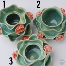 Little Rococo Vase, Decorated With Sculpted Roses. Whimsical Fussy Vessel For Dress Up Top A Single Flower Or Pencils Holder - thumbnail 2