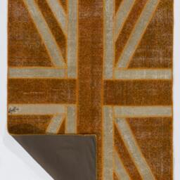Union Jack Rug Orange British Flag Patchwork, Vintage Turkish Rug - thumbnail 2