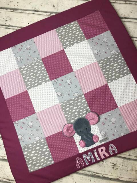 Baby Blanket/Crawling Blanket Patchwork Elephant Krd3072 - image 1