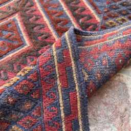 Luxurious 2'8x13'5 Turkmen Runner Rug - Hand-Knotted Wool Moshwani , Oriental Cozy Geometric Design Kitchen Hallway - thumbnail 4