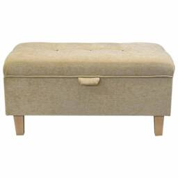 Handmade Yellow Storage Ottoman - Buttoned Upholstered Footstool British Custom Made - thumbnail 3