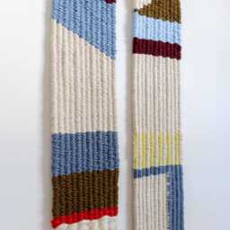 Dual Woven Wall Hanging Set - Vertical Loom Tapestry Pair, Geometric Fiber Art, Boho Modern Home Decor 57 In - thumbnail 4