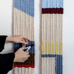 Dual Woven Wall Hanging Set - Vertical Loom Tapestry Pair, Geometric Fiber Art, Boho Modern Home Decor 57 In - thumbnail 2