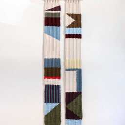 Dual Woven Wall Hanging Set - Vertical Loom Tapestry Pair, Geometric Fiber Art, Boho Modern Home Decor 57 In - thumbnail 3