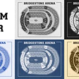 Vintage Nashville Predators Bridgestone Arena Line Drawing Art Print - thumbnail 2
