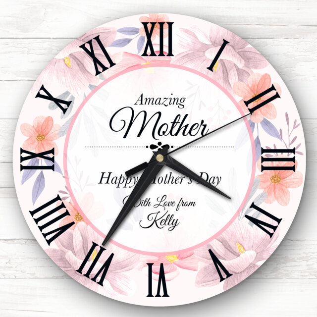 Amazing Mother Floral Mother's Day Gift Personalised Clock - image 1