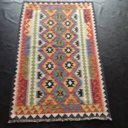 Kilim Rug Classic, Handmade Artisan Afghan Turkish Aztec Geometric Wool 166x109 cm - thumbnail 1
