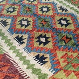 Kilim Rug Classic, Handmade Artisan Afghan Turkish Aztec Geometric Wool 166x109 cm - thumbnail 4