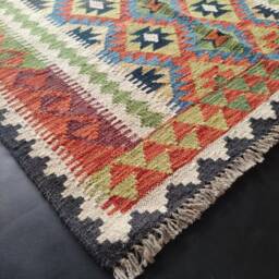 Kilim Rug Classic, Handmade Artisan Afghan Turkish Aztec Geometric Wool 166x109 cm - thumbnail 2