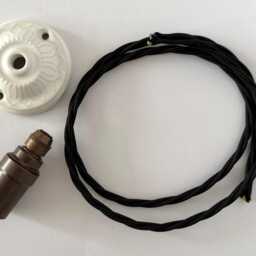 Floral Ceramic Ceiling Light Kit Twisted Cable & E14 Brass Holder - thumbnail 2