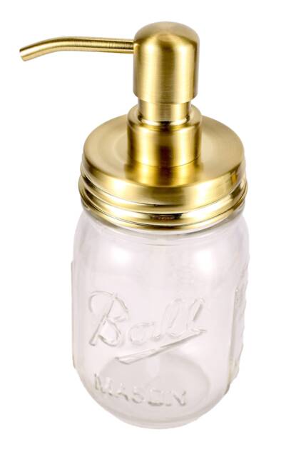 100 Packs Golden Brass Copper 304 Stainless Steel Diy Mason Jar Lid Liquid Soap Dispenser Pump Kit With Tube & Collar No Jars - image 1