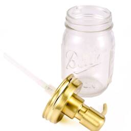 100 Packs Golden Brass Copper 304 Stainless Steel Diy Mason Jar Lid Liquid Soap Dispenser Pump Kit With Tube & Collar No Jars - thumbnail 2
