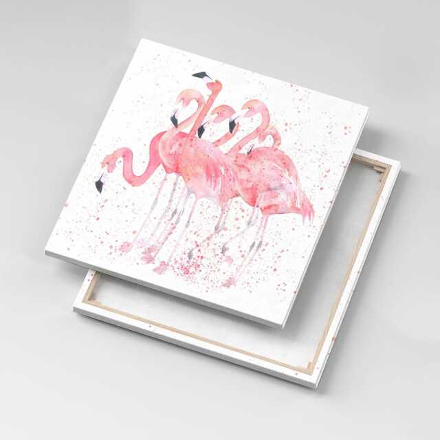 A Bunch Of Painted Flamingos Canvas, Wall Art Picture, Pink Decoration, Animals Canvas - image 1