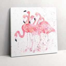 A Bunch Of Painted Flamingos Canvas, Wall Art Picture, Pink Decoration, Animals Canvas - thumbnail 2