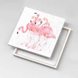 A Bunch Of Painted Flamingos Canvas, Wall Art Picture, Pink Decoration, Animals Canvas - thumbnail 1