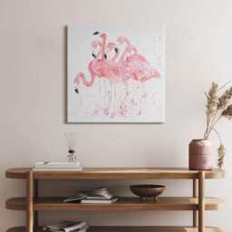 A Bunch Of Painted Flamingos Canvas, Wall Art Picture, Pink Decoration, Animals Canvas - thumbnail 3