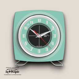 Orange Mantle Clock Mid-Century Atomic Jetsons Style - thumbnail 4