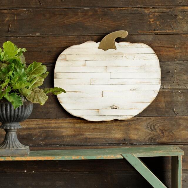 White Pumpkin Wall Decor Farmhouse Thanksgiving Autumn Pallet Rustic Sign - image 1