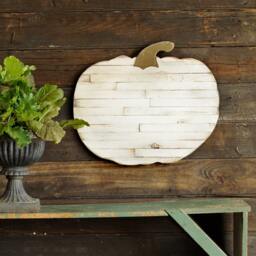 White Pumpkin Wall Decor Farmhouse Thanksgiving Autumn Pallet Rustic Sign - thumbnail 1