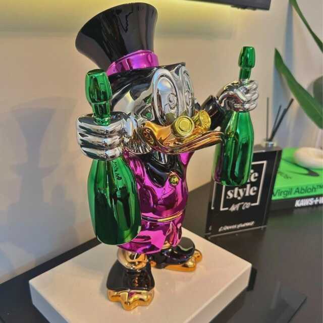 Pink Chrome Money Duck Sculpture Alec Monopoly Inspired Pop Art - image 1