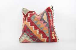 Vintage Turkish Kilim Pillow Cover 20'' Handmade Wool Cushion - thumbnail 1