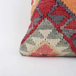 Vintage Turkish Kilim Pillow Cover 20'' Handmade Wool Cushion - thumbnail 2