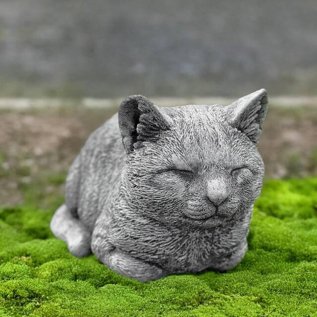 Concrete Kitten Sculpture Stone Sleeping Cat Statue Outdoor Kitty Garden Figurine Cement Pet Ornament Memorial Decor Cat Lover Gift - image 1