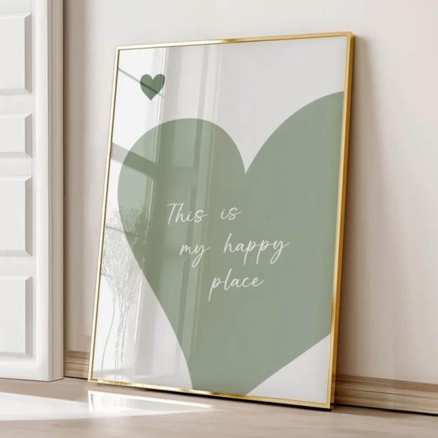Happy Place Print Sage Green Wall Art Trendy Home Aesthetic Bedroom Kitchen Poster Living Room - image 1