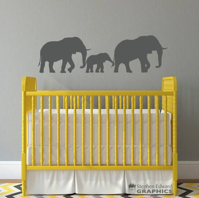 Elephant Family Nursery Wall Decal Baby Room Vinyl Decor - image 1
