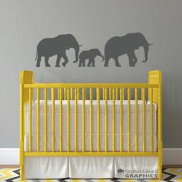 Elephant Family Nursery Wall Decal Baby Room Vinyl Decor - thumbnail 1