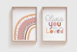 2 Rainbow Prints, Girls Nursery Wall Art, You Are So Loved Print, Pastel Colours, Print Set, Bedroom Art - thumbnail 1