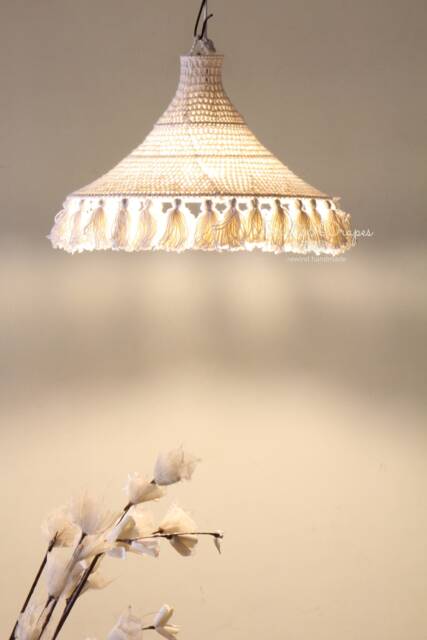 Handmade Crochet Tassel Lampshade, Lights, Boho Cotton Fringe Chandelier - image 1