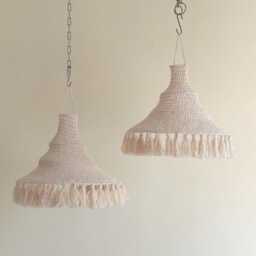 Handmade Crochet Tassel Lampshade, Lights, Boho Cotton Fringe Chandelier - thumbnail 4