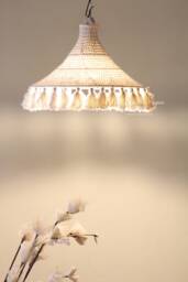 Handmade Crochet Tassel Lampshade, Lights, Boho Cotton Fringe Chandelier - thumbnail 1