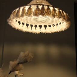 Handmade Crochet Tassel Lampshade, Lights, Boho Cotton Fringe Chandelier - thumbnail 3
