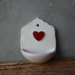 Ceramic Holy Water Font/Baptism Gift Miniature Home Decor Air Plant Planter - thumbnail 3