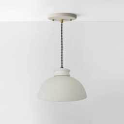 Large Pompeii - Ceramic Pendant Ceiling Light Handmade Minimalist Dome Hanging Fixture in Bone White - thumbnail 2