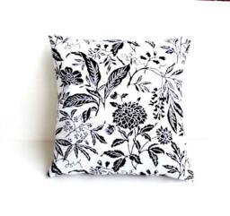 White With Black Print Decorative 16x16 Pillow Cover - thumbnail 1