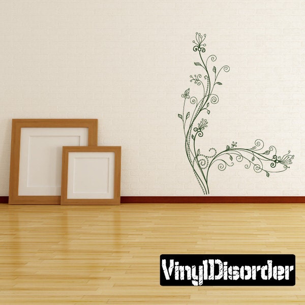 Floral Vine Wall Decal - Fabric Vinyl Removable & Reusable Floralvineuscolor010Et