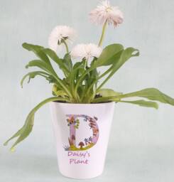 Personalised Ceramic Plant Pot - Custom Floral Name, Gardener Gift