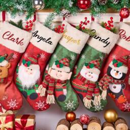Personalized Christmas Stockings, 3-D Plush Character, Monogram Stockings, Custom Family Stockings, Holiday Decor, Christmas Tree Decor, Xmas Gift - thumbnail 2