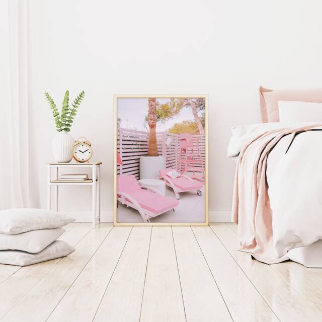 Beach Print, Tropical Spain, Pink Ibiza, Wall Lifeguard Travel Barbie - image 1