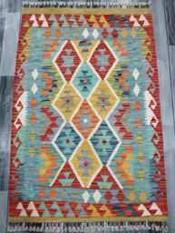 Kilim Rug Classic, Handmade Artisan Afghan Turkish Scandinavian Navajo Bohemian Wool Flatweave Multicolour 121x83 cm - thumbnail 1