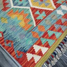 Kilim Rug Classic, Handmade Artisan Afghan Turkish Scandinavian Navajo Bohemian Wool Flatweave Multicolour 121x83 cm - thumbnail 3