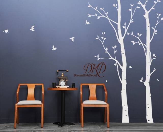 Nursery Wall Decal, Birch Tree Decals For Nursery, Decals, Stickers-Tree With Birds - image 1