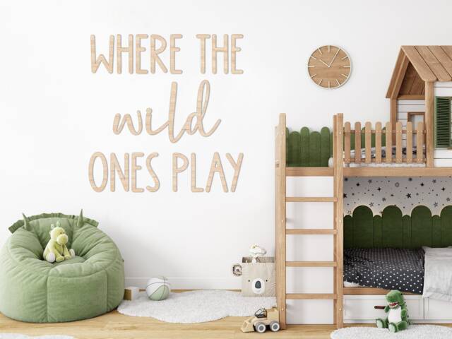 Where The Wild Ones Play Wall Sign - Safari Theme Custom Nursery Playroom Decor Children's Bedroom Art Bedroom/Nursery - image 1