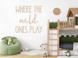Where The Wild Ones Play Wall Sign - Safari Theme Custom Nursery Playroom Decor Children's Bedroom Art Bedroom/Nursery - thumbnail 1
